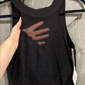 Stella Luce Elegant Black Midi Dress with Lace